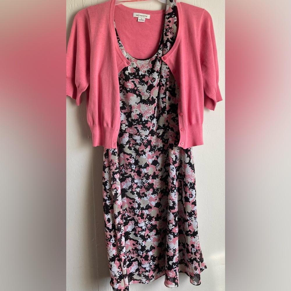 Liz Claiborne dress. Size 14. Comes with a sweater. Sleeveless.